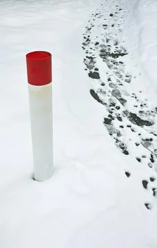 Dimensional column in the snow Stock Photos