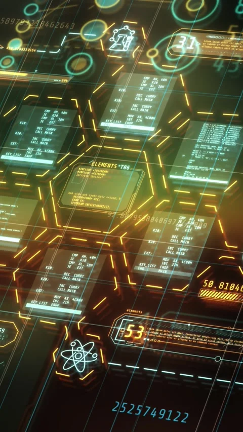 Dimensional data animations, infographic with code fragments. Stock Footage 324122880