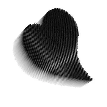 Dimensional pixel image of black bent heart Stock Illustration