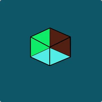 Dimensional Projection Visual – 3D Cube Casting a Flat 2D Shadow Illustrazione stock