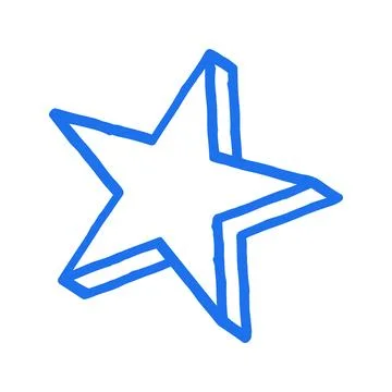 Dimensional Star Shape Hand Drawn Doodle Vector Illustration For Award Design 库存插图