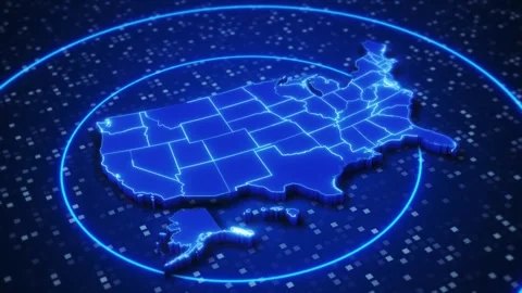 Dimensional United States Map with Digital Scan and Data Interface Stock Footage 342614506