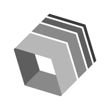 Dimensional Volume Box Symbol Design 库存插图