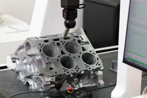 Dimensions inspection by automatic CMM machine Stock Photos