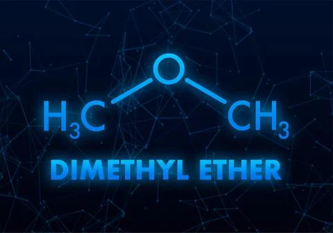 Dimethyl Ether Molecule Structure on Dark Background Stock Illustration