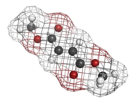 Dimethyl fumarate (dmf) multiple sclerosis and psoriasis drug, molecular mode Stock Illustration