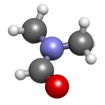 Dimethylformamide (dmf) solvent, molecular model Illustration