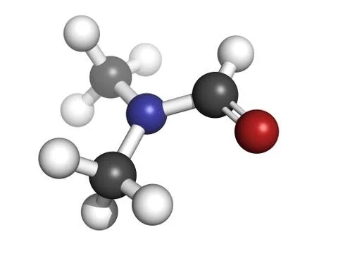 Dimethylformamide (dmf) solvent, molecular model Stock Illustration