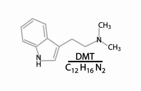 Dimethyltryptamine (DMT) psychedelic drug molecule Stock Illustration