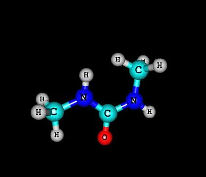 Dimethylurea molecule isolated on black Stock Illustration