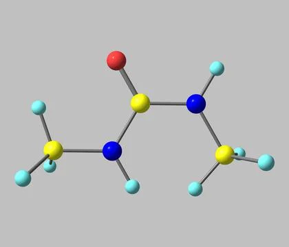 Dimethylurea molecule isolated on gray Illustrazione stock