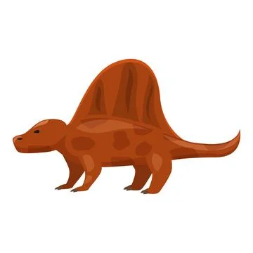 Dimetrodon reptile walking in side view on white background Stock Illustration