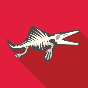 Dimetrodon skeleton showing bones and spine on red background Stock Illustration