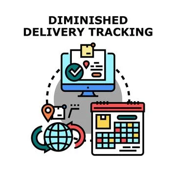 Diminished delivery tracking and global shipping concept Stock Illustration