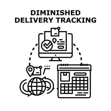 Diminished delivery tracking and global shipping concept Stock Illustration