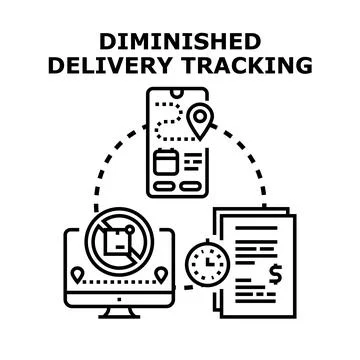 Diminished delivery tracking concept with online logistics management Stock Illustration
