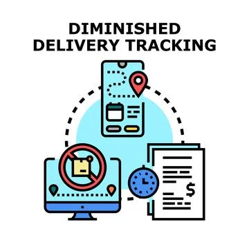 Diminished delivery tracking concept with online logistics management Stock Illustration
