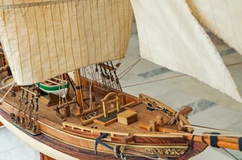 Diminished sailing ship model Stock Photos