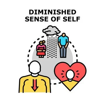Diminished sense of self impacting mental wellness Stock Illustration