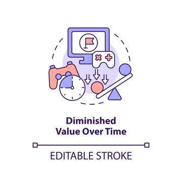 Diminished value over time concept icon Stockillustratie
