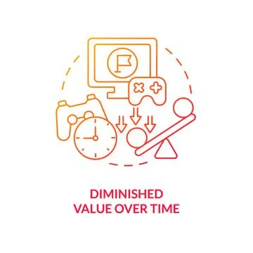 Diminished value over time red gradient concept icon 스톡 일러스트