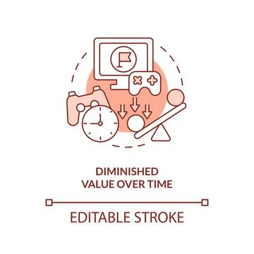 Diminished value over time terracotta concept icon 库存插图