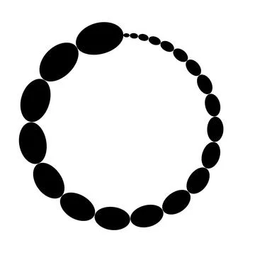 Diminishing Ellipses Form Circular Pattern, Black and White Stock Illustration