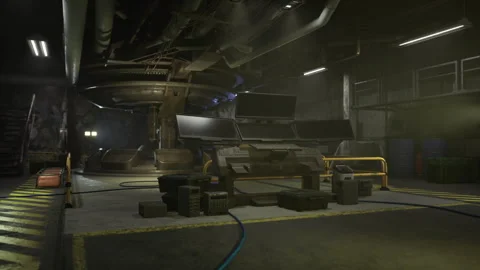 Dimly illuminated workshop filled with machinery and neglect 動画素材 337876067