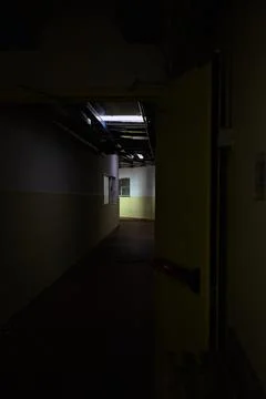 Dimly lit corridor with tubes Stock Photos