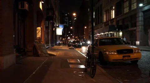 Dimly lit New York alley Stock Footage