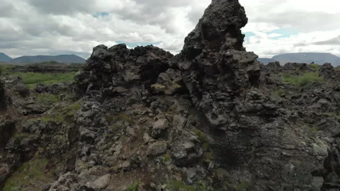 Dimmuborgir Close Up Drone Stock Footage 186877871