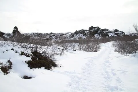 Dimmuborgir, a large area  lava fields, east of Myvatn, Iceland Stock Photos