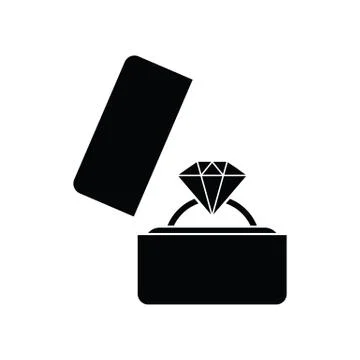Dimond ring in box icon married sign vector Stock Illustration