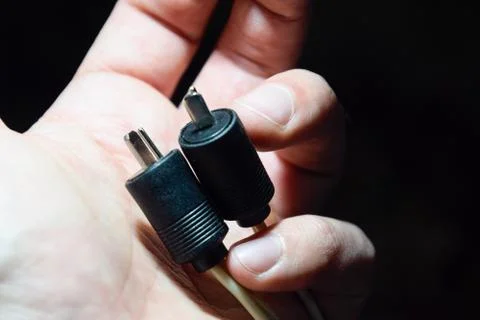 DIN 41529. plug point is a dash, the Soviet standard plug for acoustics. Stock Photos