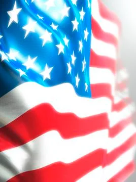 Dinamic view flag of USA. Close up. Stock Photos