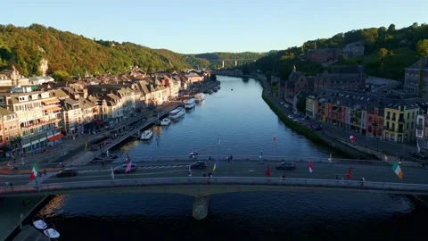 Dinant bridge and river Stock Footage 252187472
