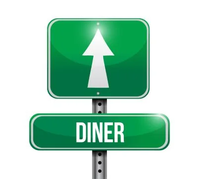 Diner road sign illustrations design Ilustração Stock