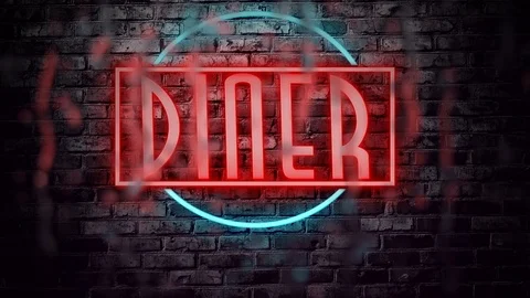 Diner Sign Through Raindrops Stock Footage 106395724