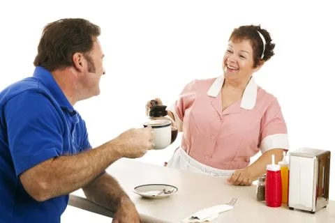 Diner Waitress with Customer Foto stock