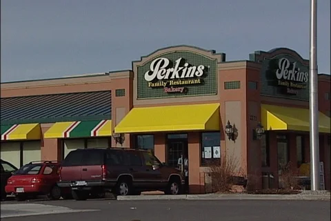 Diners Exiting Perkins Restaurant Stock Footage 121605649
