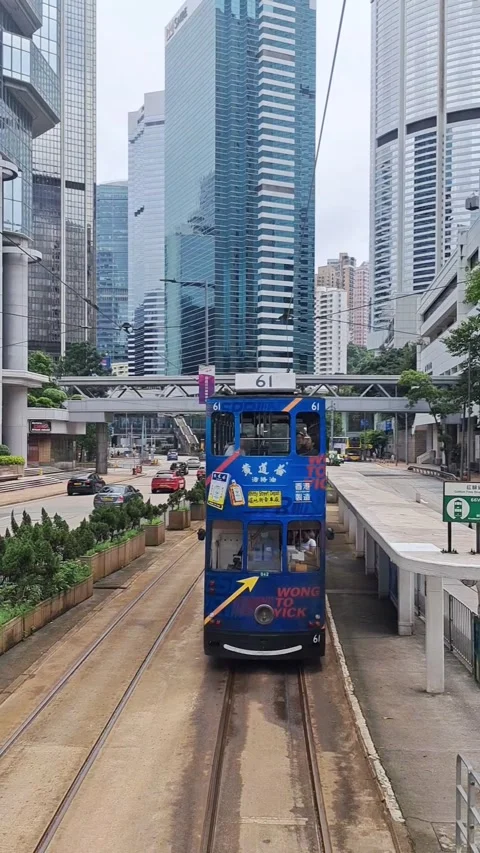 The "Ding-ding" trams, Hong Kong. Stock Footage 284234626