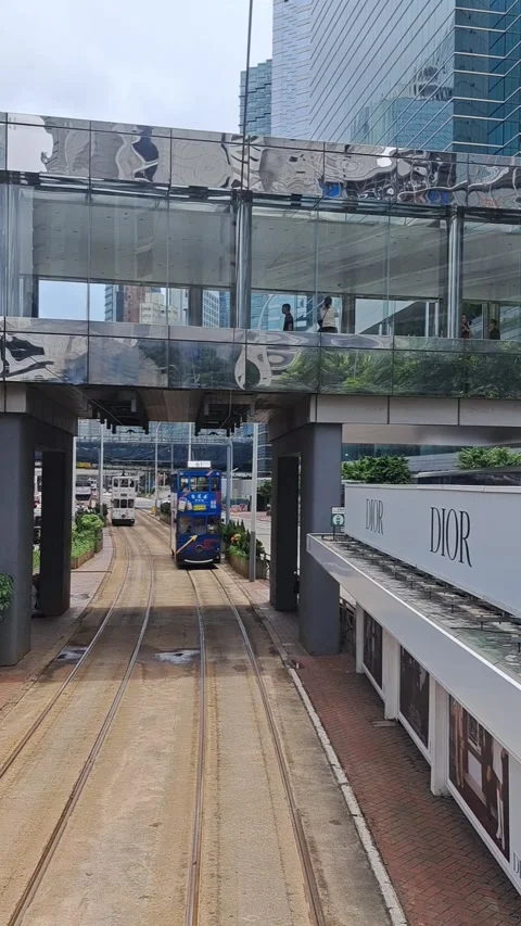 The "Ding-ding" trams, Hong Kong Stock Footage 284234697