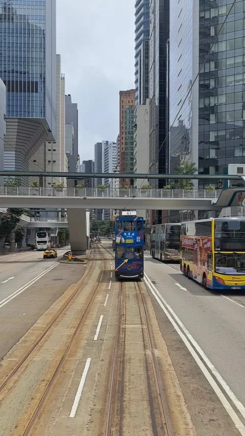The "Ding-ding" trams, Hong Kong Stock Footage 284234715