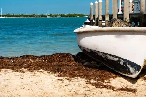 Dinghy Beached In Key West Stock Photos