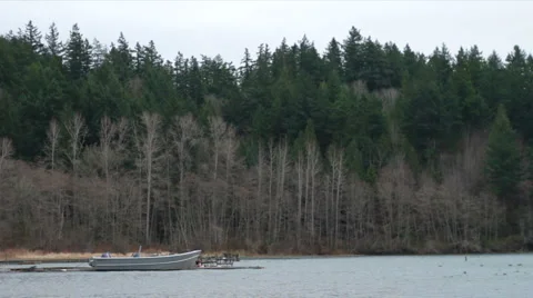 Dinghy - Gray afternoon Stock Footage 1019717