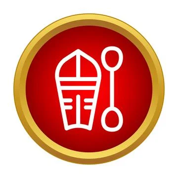 Dinghy outline with oar on red background Illustrazione stock