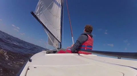Dinghy sailing Stock Footage 24748881