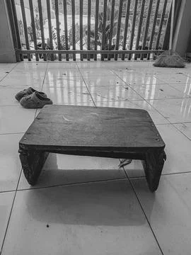 Dingklik or stool or bench in black and white 스톡 사진