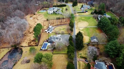 Dingy Affluent Suburbs in the Fall - Drone Shot Stock Footage 168773873
