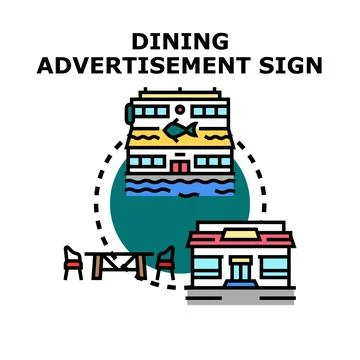 Dining and restaurant advertisement sign concept vector Stock Illustration